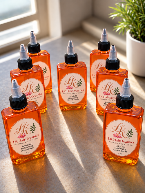 LK Hair Organics LottyGold Moisturizing Growth Serum 4 oz bottles